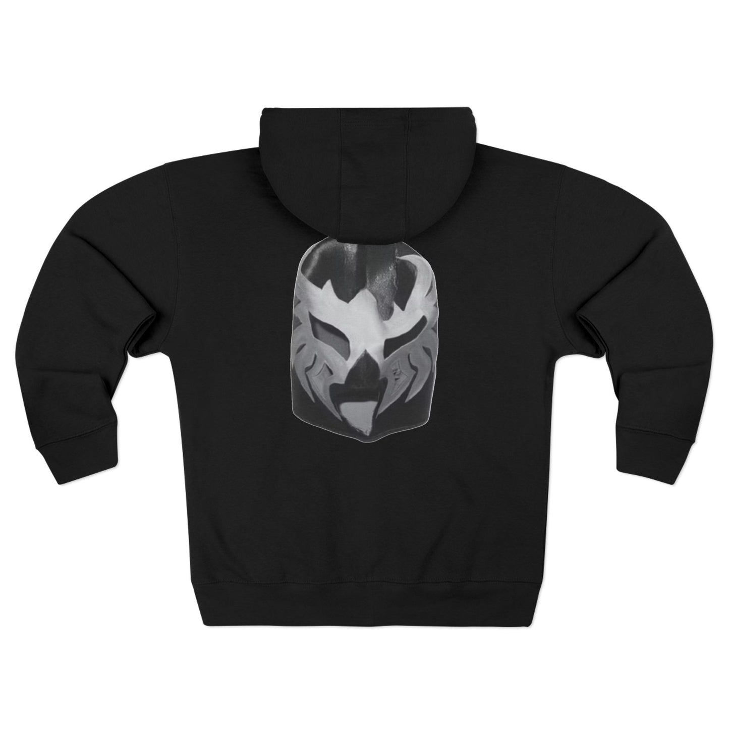 Zip Hoodie — Silver Star Front & Abstract Mask Back Streetwear