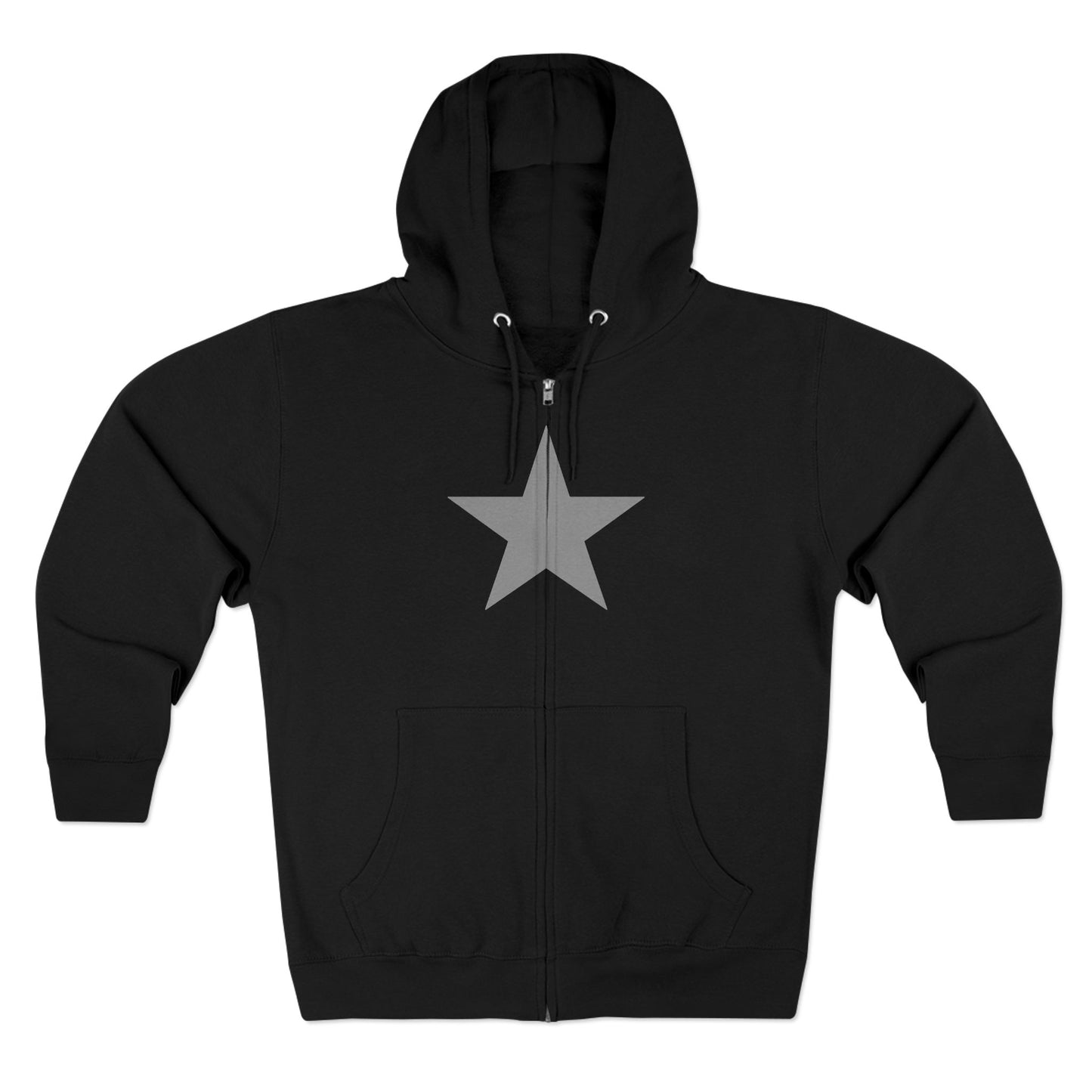 Zip Hoodie — Silver Star Front & Abstract Mask Back Streetwear